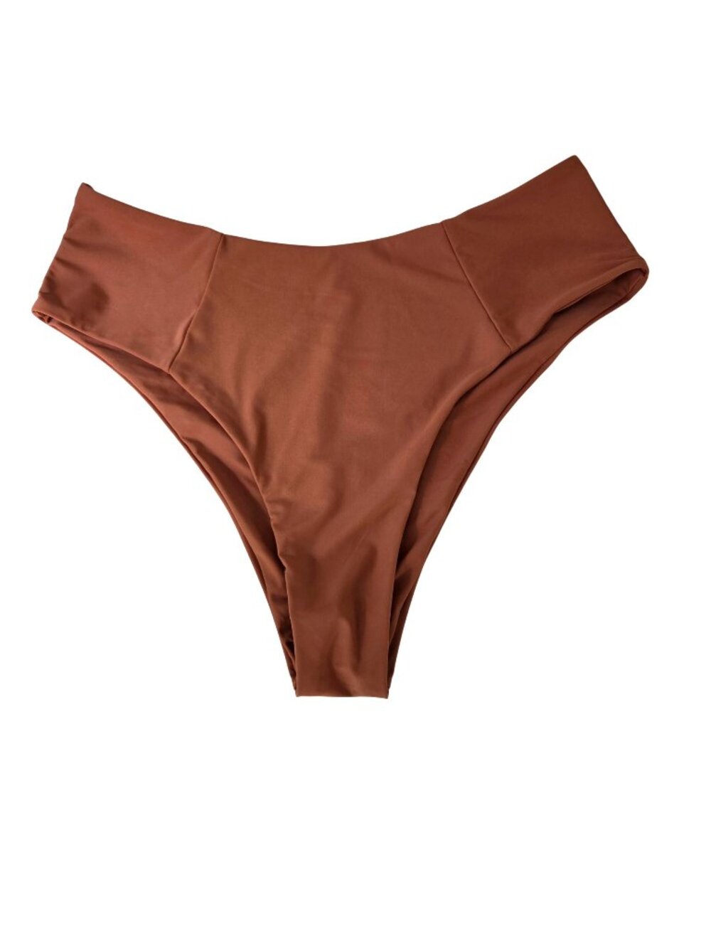 Womens XL High-Waisted Rust Brown Bikini Bottoms Swimwear Beach Pool Vacation